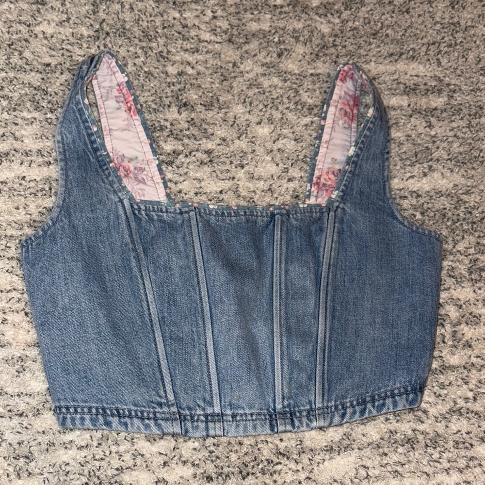 Lucky Brand Blue Denim Crop Bustier
